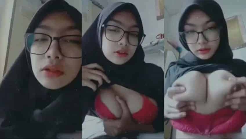 Viral Terbaru 2024 Indo NADIRA Tobrut Hijab Hitam BH Merah